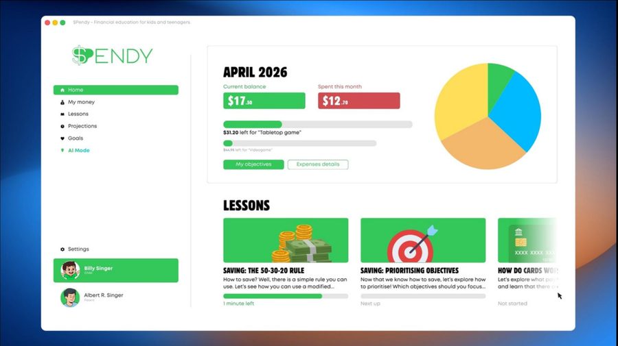$pendy financial education app dashboard mockup