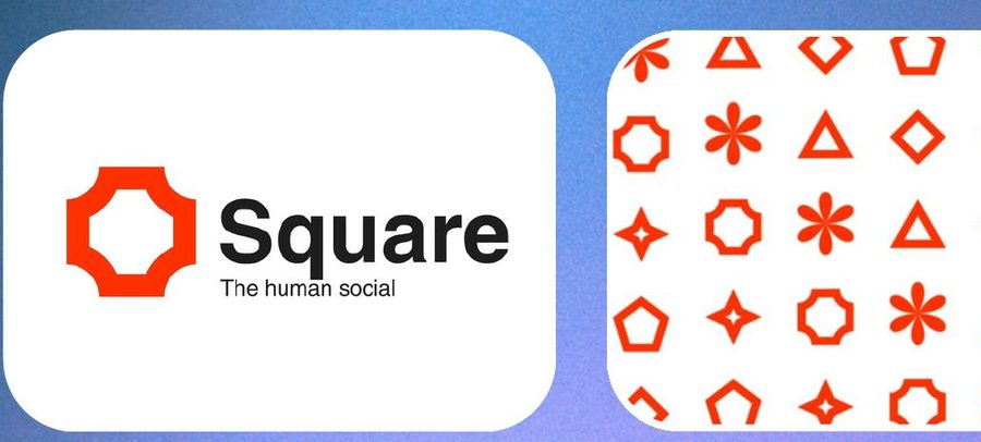 Square app logo and icon pattern, human-moderated social network